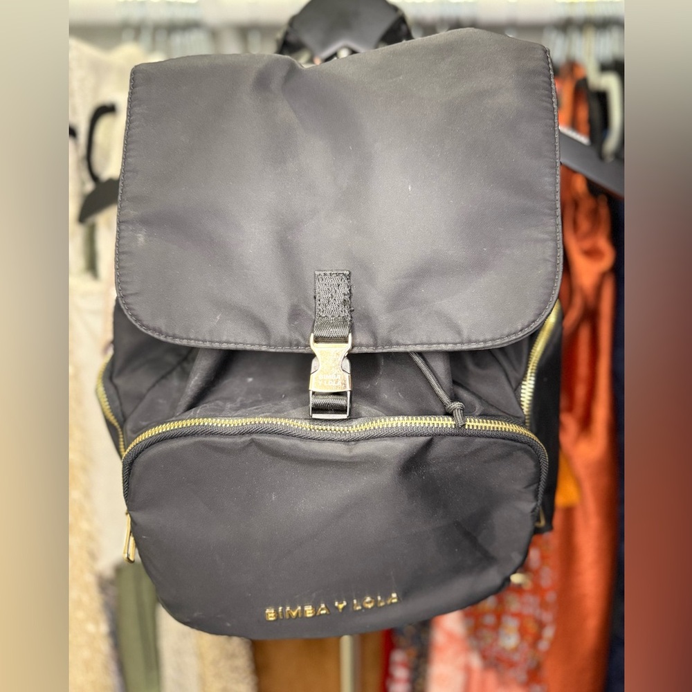 BIMBA Y LOLA - Black Backpack with Gold Accents